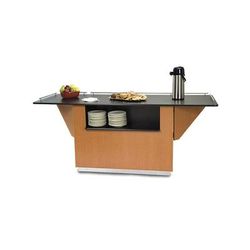 Lakeside 6850 BLK 87 1/4" Breakout Mobile Serving Counter w/ Shelves & Laminate Top, Black