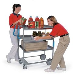 Lakeside 7025 3 Level Stainless Utility Cart w/ 700 lb Capacity, Raised Ledges, Silver