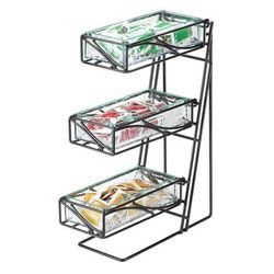 Cal-Mil 1235-13-43 Condiment Organizer w/ 3 Bins - Black, 3 Tier