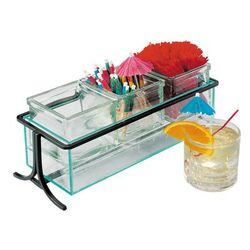 Cal-Mil 1806-5-13 Rectangular 3 Compartment Condiment Jar Display - Clear/Black