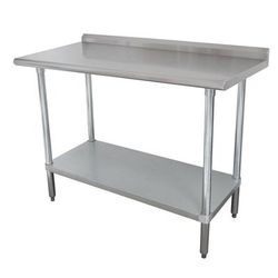 Advance Tabco FLAG-243-X 36" 16 ga Work Table w/ Undershelf & 430 Series Stainless Steel Top, 1 1/2" Backsplash