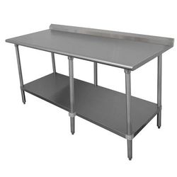 Advance Tabco FLAG-248-X 96" 16 ga Work Table w/ Undershelf & 430 Series Stainless Steel Top, 1 1/2" Backsplash
