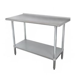 Advance Tabco FMG-300 30" 16 ga Work Table w/ Undershelf & 304 Series Stainless Steel Top, 1 1/2" Backsplash