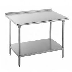 Advance Tabco FMS-304 48" 16 ga Work Table w/ Undershelf & 304 Series Stainless Steel Top, 1 1/2" Backsplash