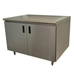 Advance Tabco HB-SS-363M 36" Enclosed Work Table w/ Swing Doors & Midshelf, 36"D, Stainless Steel