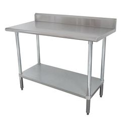 Advance Tabco KSLAG-306 72" 16 ga Work Table w/ Undershelf & 430 Series Stainless Top, 5" Backsplash, Stainless Steel