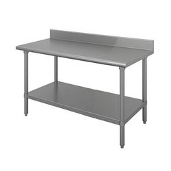 Advance Tabco KSS-303 36" 14 ga Work Table w/ Undershelf & 304 Series Stainless Steel Top, 5" Backsplash