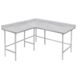 Advance Tabco KTMS-245 60" Corner Work Table - 24"D, 5" Backsplash, 14 ga 304 Series Stainless Steel