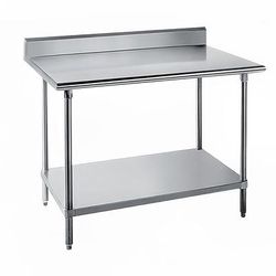 Advance Tabco SKG-308 96" 16 ga Work Table w/ Undershelf & 430 Series Stainless Steel Top, 5" Backsplash