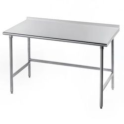 Advance Tabco TFLG-248 96" 14 ga Work Table w/ Open Base & 304 Series Stainless Top, 1 1/2" Backsplash, Stainless Steel
