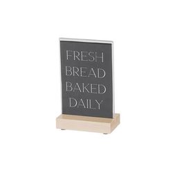 Cal-Mil 22361-46-71 Tabletop Sign w/ Acrylic Insert & Maple Wood Base - 4" x 6", Brown