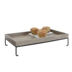 Cal-Mil 22432-4-110 Rectangular Display Riser - 20" x 12" x 4 1/2", Gray Washed Oak Wood/Wire Frame