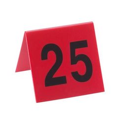 Cal-Mil 226 Tabletop Number Tents - 1 25, 3" x 3", Red/Black, Numbers 1-25, Red and Black