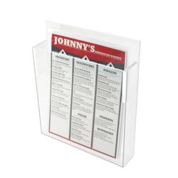 Cal-Mil 291 Wall Mount Menu Holder - 9 1/4" x 10", Acrylic, Clear