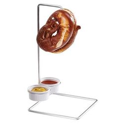Cal-Mil 4202 Double Pretzel Holder w/ 2 Melamine Ramekins, Silver, 1 Dozen
