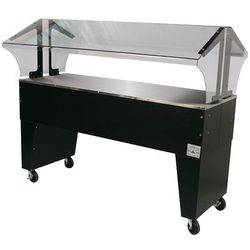 Advance Tabco B4-STU-B 62 7/16" Mobile Food Bar w/ Open Base & Stainless Top, Black, 4-Pan Size, Sneeze Guard