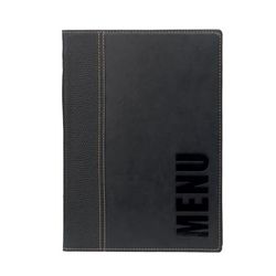 American Metalcraft MCTRLSBL Menu Cover w/ De-Bossed Lettering & 2 Page Insert, Black