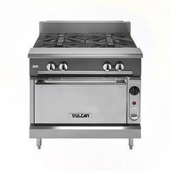 Vulcan V6B36C NG 36" 6 Burner Commercial Gas Range w/ Convection Oven, Natural Gas, 6 Burners, Stainless Steel, Gas Type: NG, 115 V