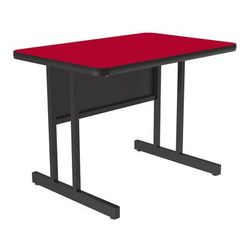 Correll CS2436-35-09-09 Rectangular Desk Height Work Station, 36"W x 24"D - Red/Black T-Mold