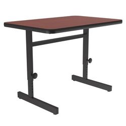 Correll CSA2436-21-09-09 Rectangular Adjustable Height Work Station, 36"W x 24"D - Cherry/Black T-Mold, Red