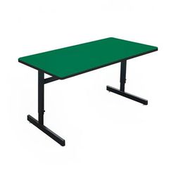 Correll CSA3060-39 Desk Height Work Station, 1 1/4" Top, Adjust to 29", 60" x 30", Green/Black