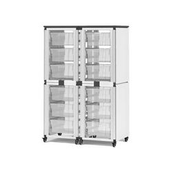 Luxor MBS-STR-22-12L 28 3/4" 4 Stacked Modular Classroom Storage Cabinets w/ 12 Large Bins, Steel, White