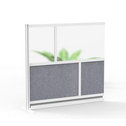 Luxor MW-5348-XFCG Modular Room Divider Add On Wall w/ PET & Acrylic Panels, 53"W x 48"H, Gray