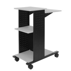 Luxor WPS4 40" Mobile Presentation Workstation w/ 4 Shelves - Steel Frame, Black/Gray