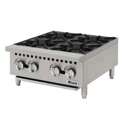 Migali C-HP-4B-24 12" Gas Hotplate w/ 2 Burners & Manual Controls, Convertible, Stainless Steel, Gas Type: LP