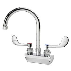 Krowne 14-401L-W-G4 Wall Mount Faucet w/ 6" Gooseneck Spout & VR Wrist Action Handles - 4" Centers, 1.5 GPM