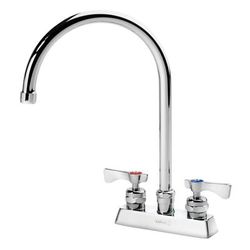 Krowne 15-302L-L-E2 Deck Mount Faucet w/ 8 1/2" Gooseneck Spout & Lever Handles - 4" Centers, 0.5 GPM