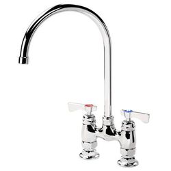 Krowne 15-402L Royal Series Deck Mount Faucet - 8 1/2" Gooseneck Spout, 4" Centers