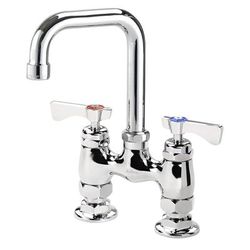 Krowne 15-430L-L-G3 Raised Deck Mount Faucet w/ 4 1/2" Double Bend Spout & Lever Handles - 4" Centers, 1.0 GPM