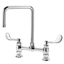 Krowne 15-832L-W-E5 Raised Deck Mount Faucet w/ 8 1/2" Double Bend Spout & Wrist Handles - 8" Centers, 1.8 GPM