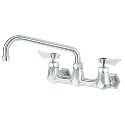 Krowne DX-810 Wall Mount Faucet w/ 10" Swing Spout - 8" Centers, Stainless Steel