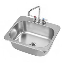 Krowne HS-2017 Drop-in Commercial Hand Sink w/ 17 3/4"L x 12 3/4"W x 7 3/4"D Bowl, Gooseneck Faucet, Silver