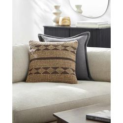 Tanix 20" Square Jute Brick Red/Camel/Dark Purple/Tan/Light Wood/Pearl Throw Pillow - Boutique Rugs
