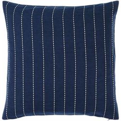Qwara 20" Square Modern Cotton Marine Blue/White Throw Pillow - Boutique Rugs