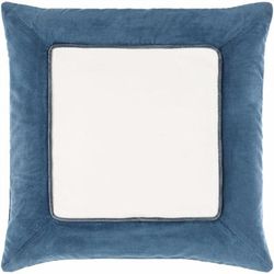 Rahiq 20" Square Modern Cotton Off White/Marine Blue Throw Pillow - Boutique Rugs