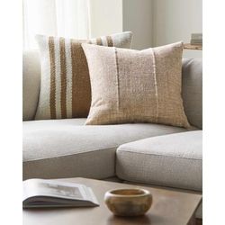 Rasha 22" Square Brick Red/Pearl/Tan/Light Wood Outdoor Throw Pillow - Boutique Rugs