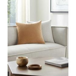 Rania 22" Square Modern Cotton Light Brown Throw Pillow - Boutique Rugs