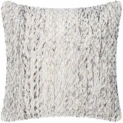 Renny 18" Square Cottage Light Silver/Off White/Light Gray/Silver Gray/Ash Outdoor Throw Pillow - Boutique Rugs