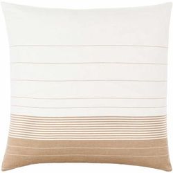 Lonny 22" Square Rustic Cotton Off White/Tan/Camel Throw Pillow - Boutique Rugs