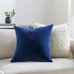 Leann 18" Square Modern Cotton Light Purple/Midnight Blue/Marine Blue/White Lumbar Pillow - Boutique Rugs