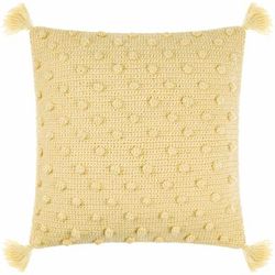Lilka 20" Square Cottage Wool Off White/Desert Tan/Beige/Tan/Light Wood Throw Pillow - Boutique Rugs