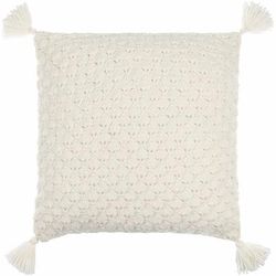Magan 18" Square Cottage Wool Off White/Pearl Throw Pillow - Boutique Rugs