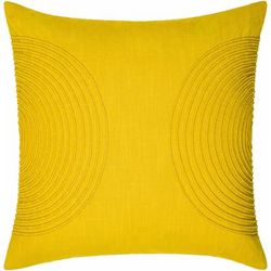 Makai 22" Square Modern Cotton Mustard/Beige/Dark Orange Throw Pillow - Boutique Rugs