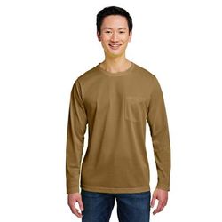 Harriton M118L Charge Snag and Soil Protect Long-Sleeve T-Shirt in Coyote Brown size Medium | Polyester