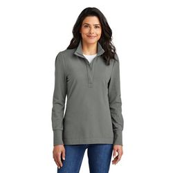 Port Authority LK829 Women's Fairway Stretch 1/4-Zip in Shadow Grey size Large | Cotton Blend