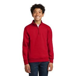 Port & Company PC78YQ Youth Core Fleece 1/4-Zip Pullover Sweatshirt in Red size XS | Cotton Polyester